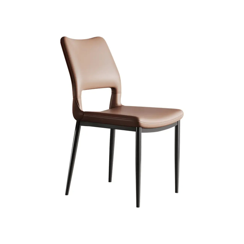 Chaise de salle à manger moderne en similicuir, dossier bas ouvert et sans accoudoirs