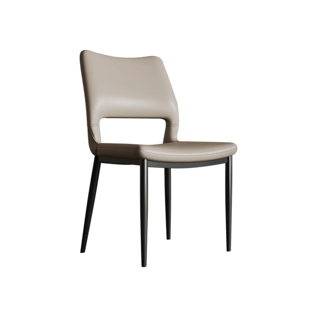 Chaise de salle à manger moderne en similicuir, dossier bas ouvert et sans accoudoirs