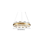 Lustre géométrique à un niveau en pierre, or et blanc, avec éclairage LED.