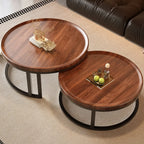 Table basse ronde moderne en ardoise, verre et structure en acier