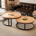 Table basse ronde moderne en ardoise, verre et structure en acier