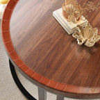 Table basse ronde moderne en ardoise, verre et structure en acier