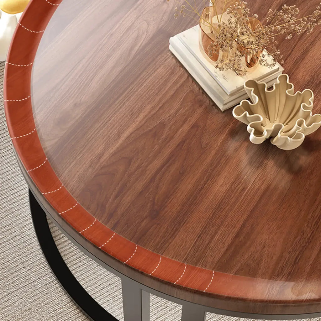 Table basse ronde moderne en ardoise, verre et structure en acier