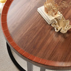 Table basse ronde moderne en ardoise, verre et structure en acier