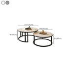 Table basse ronde moderne en ardoise, verre et structure en acier