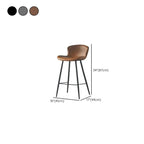 Tabouret de bar à dossier bas et assise en cuir marron