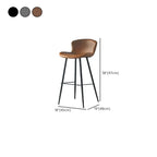 Tabouret de bar à dossier bas et assise en cuir marron