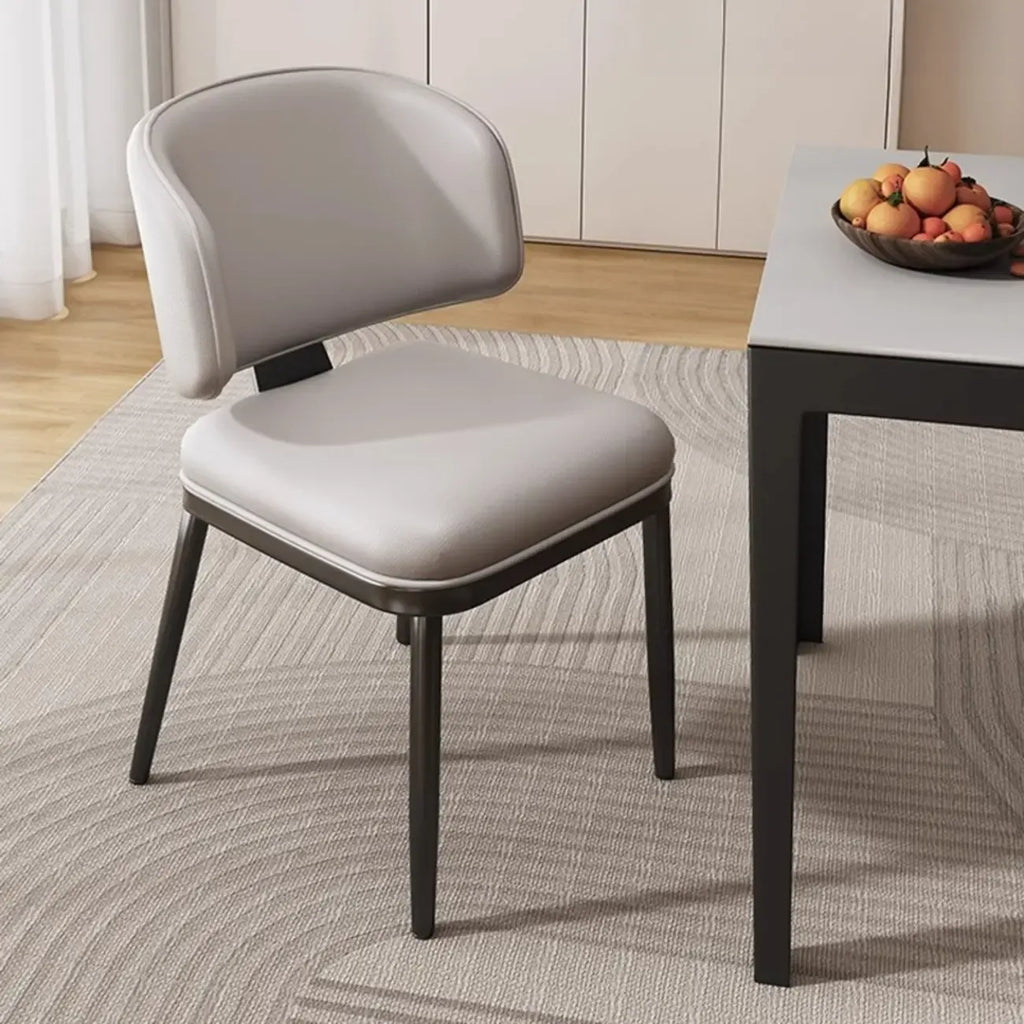 Sedia da pranzo Art Déco senza braccioli in ecopelle con schienale basso
