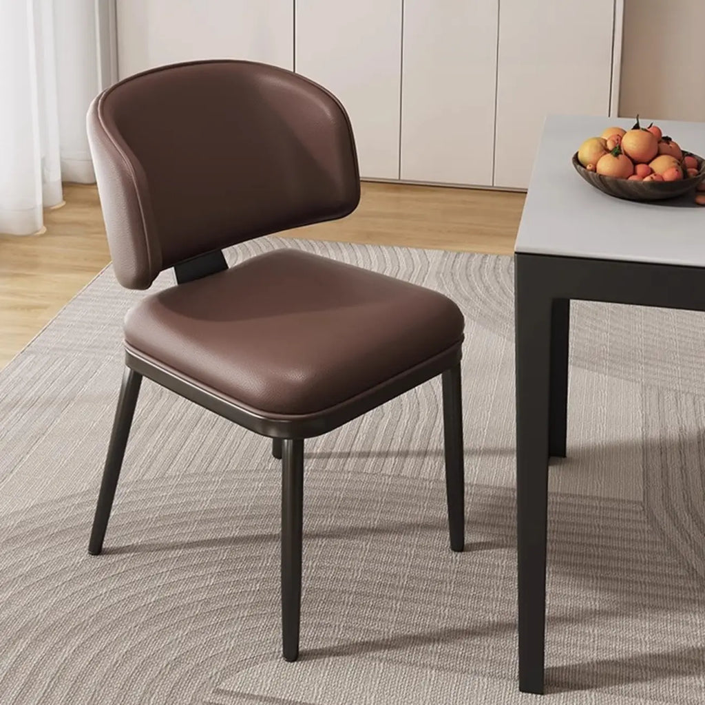 Sedia da pranzo Art Déco senza braccioli in ecopelle con schienale basso