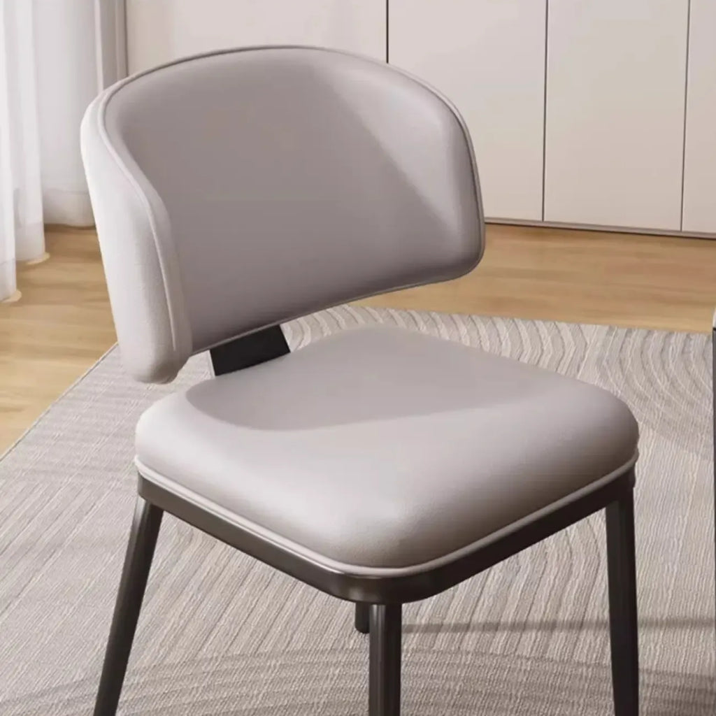 Sedia da pranzo Art Déco senza braccioli in ecopelle con schienale basso