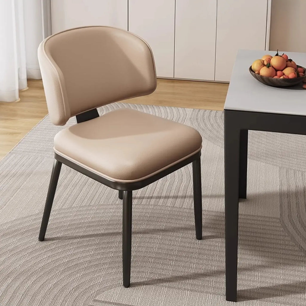 Sedia da pranzo Art Déco senza braccioli in ecopelle con schienale basso
