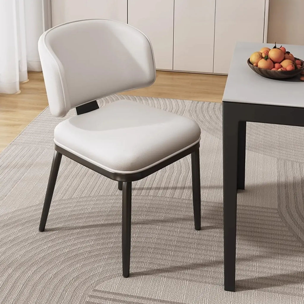 Sedia da pranzo Art Déco senza braccioli in ecopelle con schienale basso