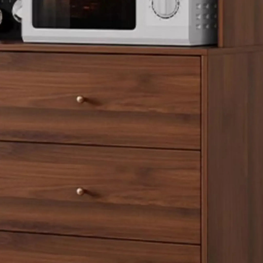 Madia da Cucina con 3 Cassetti e Anta in Vetro Scanalato