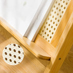 Table d'appoint pliable moderne en verre et bois avec étagère
