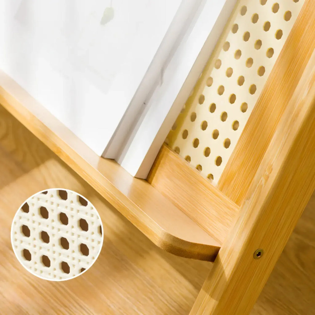 Table d'appoint pliable moderne en verre et bois avec étagère