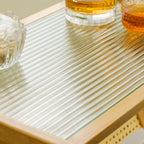 Table d'appoint pliable moderne en verre et bois avec étagère