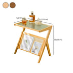 Table d'appoint pliable moderne en verre et bois avec étagère