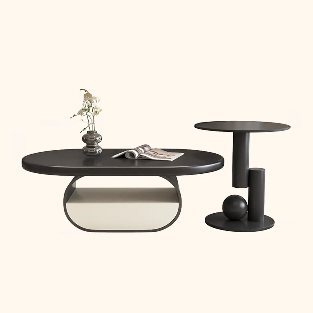 Tavolino da caffè piedistallo in legno nero stile Art Déco moderno