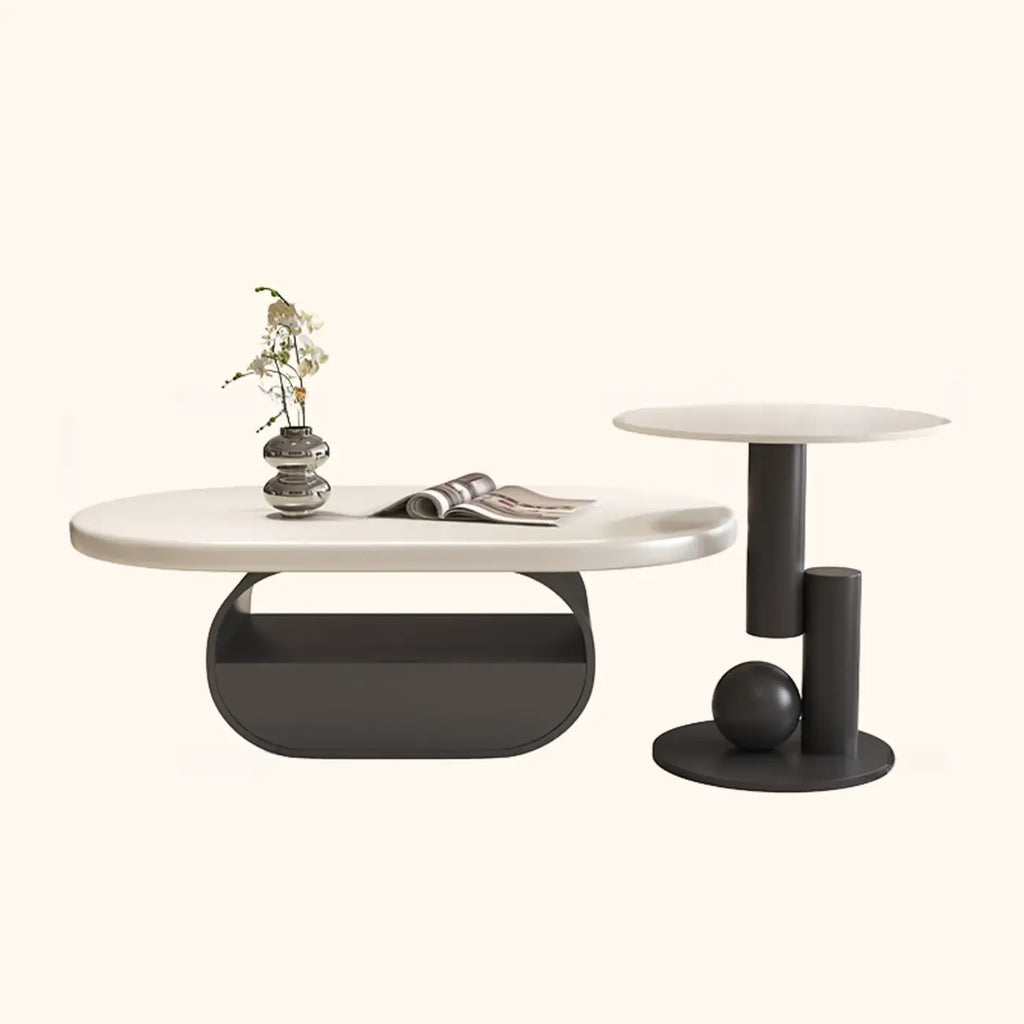 Tavolino da caffè piedistallo in legno nero stile Art Déco moderno