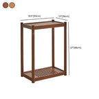 Table d'appoint minimaliste en bois marron à deux niveaux avec plateau et roulettes