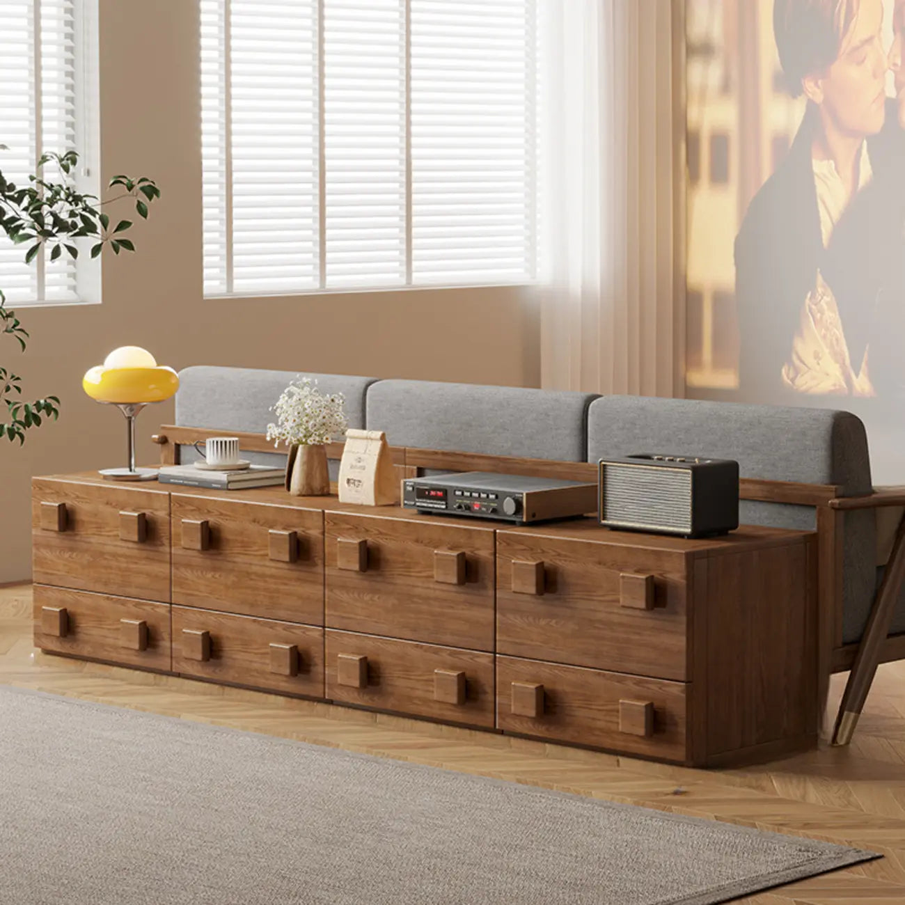 Commode en bois à tiroirs rabattables