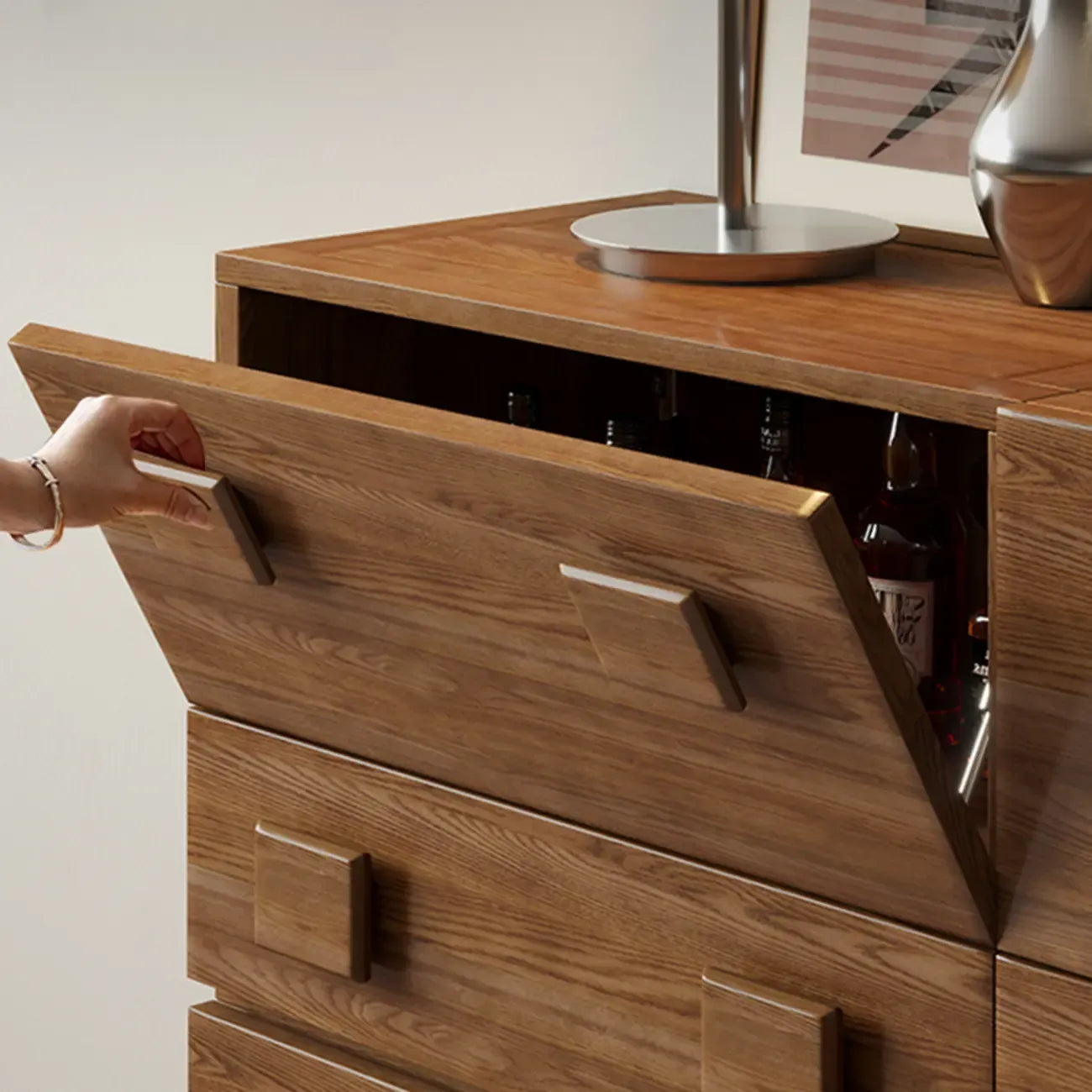 Commode en bois à tiroirs rabattables