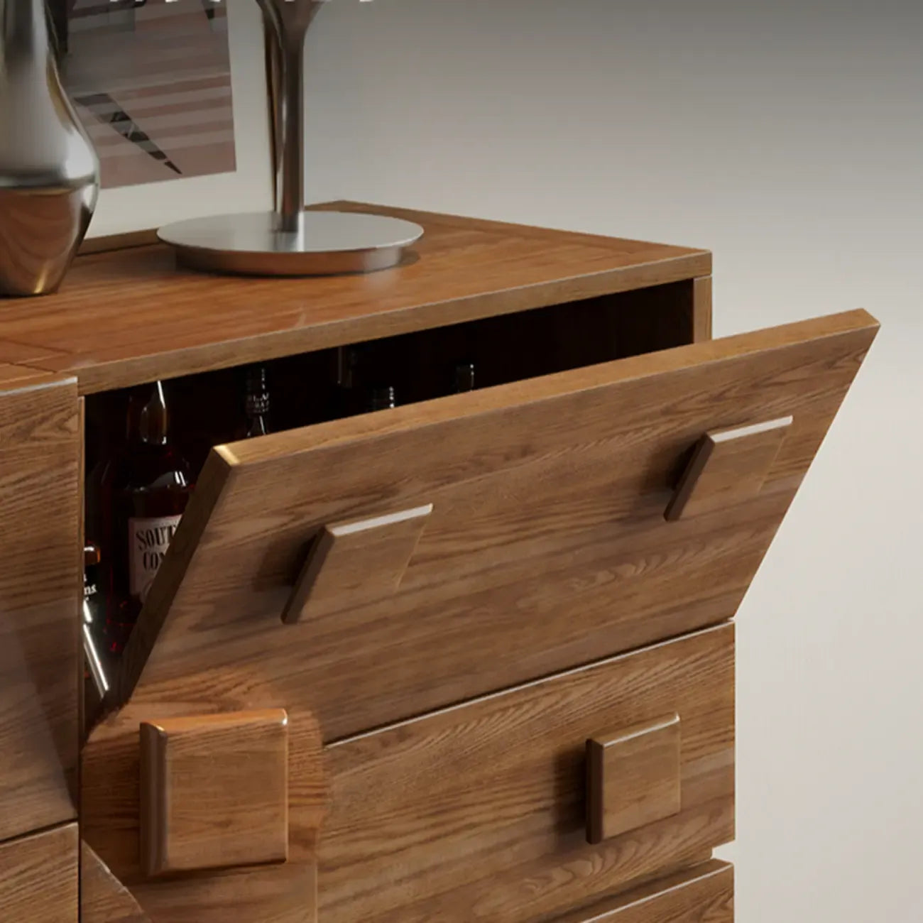 Commode en bois à tiroirs rabattables