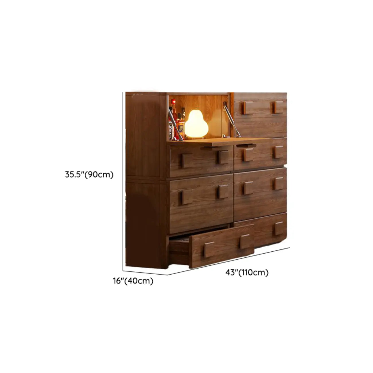 Commode en bois à tiroirs rabattables