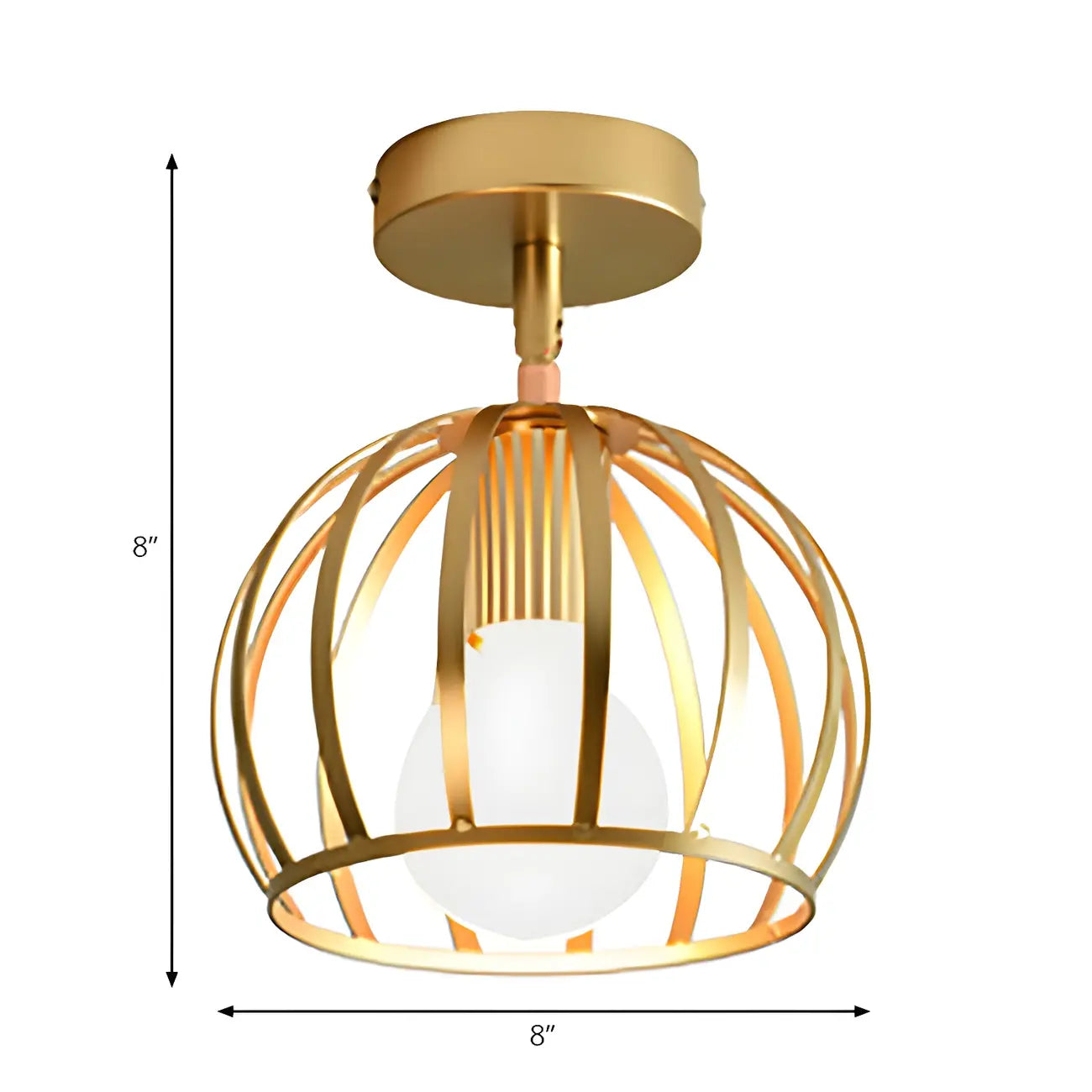 Plafonnier semi-encastré industriel en laiton avec dôme métallique