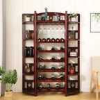 Casier à vin autoportant en pin avec étagère porte-verres
