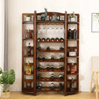 Casier à vin autoportant en pin avec étagère porte-verres