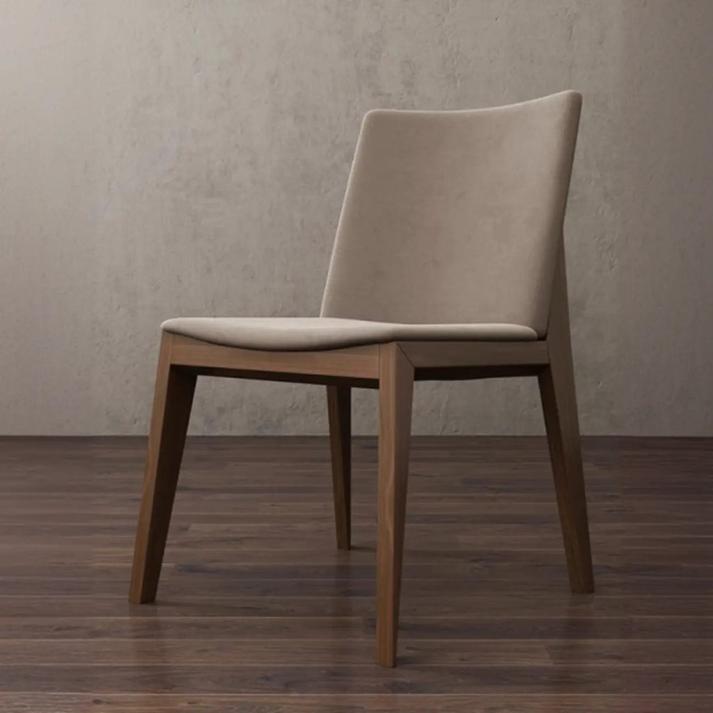 Chaise de salle à manger moderne sans accoudoirs, rembourrée et avec pieds en bois