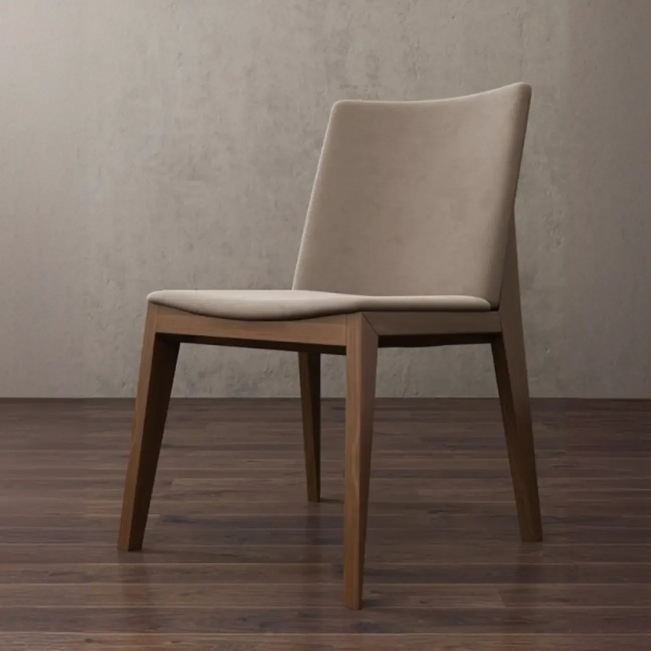 Chaise de salle à manger moderne sans accoudoirs, rembourrée et avec pieds en bois