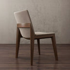 Chaise de salle à manger moderne sans accoudoirs, rembourrée et avec pieds en bois