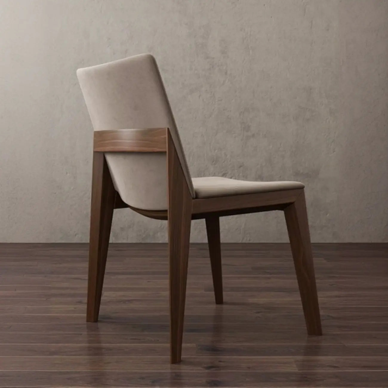Chaise de salle à manger moderne sans accoudoirs, rembourrée et avec pieds en bois