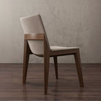 Chaise de salle à manger moderne sans accoudoirs, rembourrée et avec pieds en bois