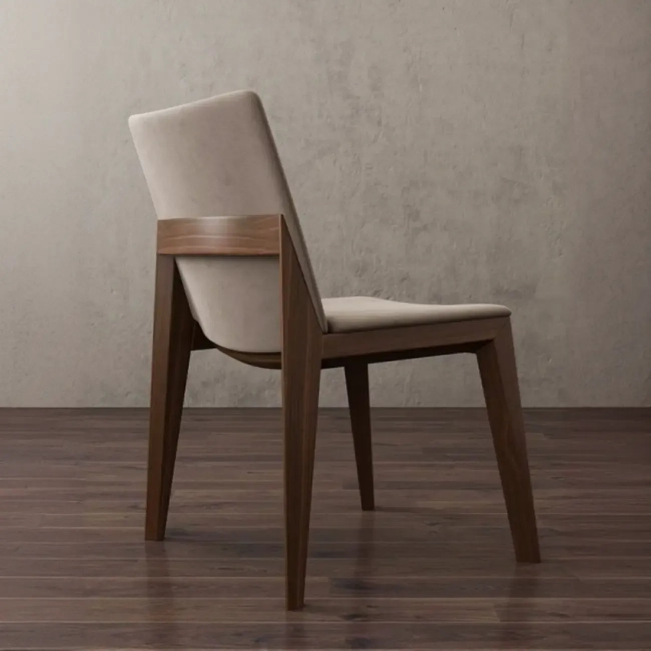 Chaise de salle à manger moderne sans accoudoirs, rembourrée et avec pieds en bois