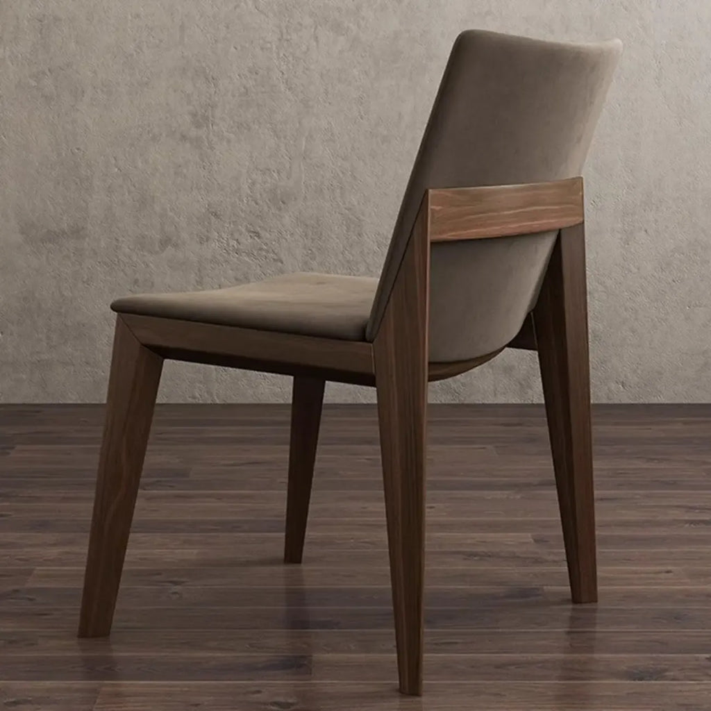 Chaise de salle à manger moderne sans accoudoirs, rembourrée et avec pieds en bois