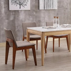 Chaise de salle à manger moderne sans accoudoirs, rembourrée et avec pieds en bois