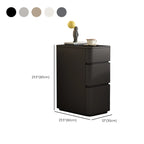 Comodino nero stretto in legno con 3 cassetti e inserti in pelle