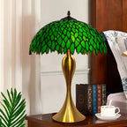 Lampe LED en verre vert avec motif de feuille pour chambre d'enfant