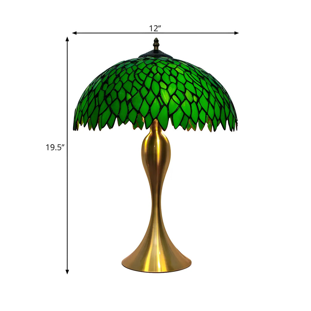 Lampe LED en verre vert avec motif de feuille pour chambre d'enfant