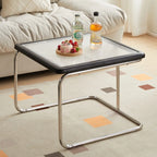 Table basse gigogne carrée en rotin finition cerisier et verre