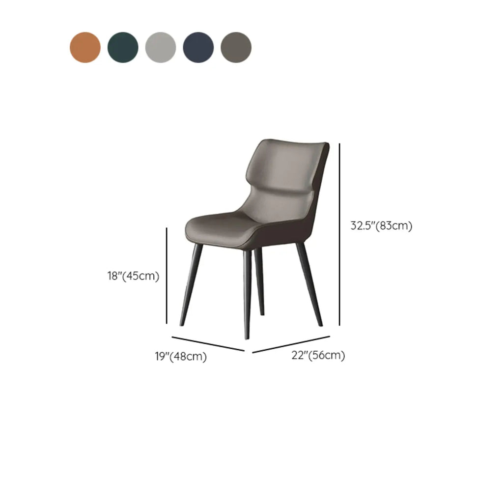 Chaise de salle à manger moderne revêtue de similicuir avec pieds en métal