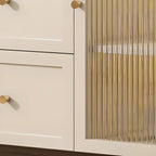 Buffet de cuisine minimaliste blanc cassé avec façade en verre arqué