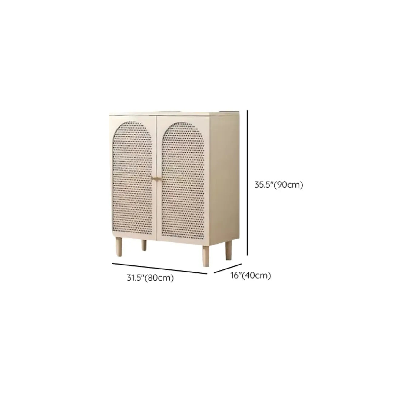 Buffet de cuisine minimaliste blanc cassé avec façade en verre arqué