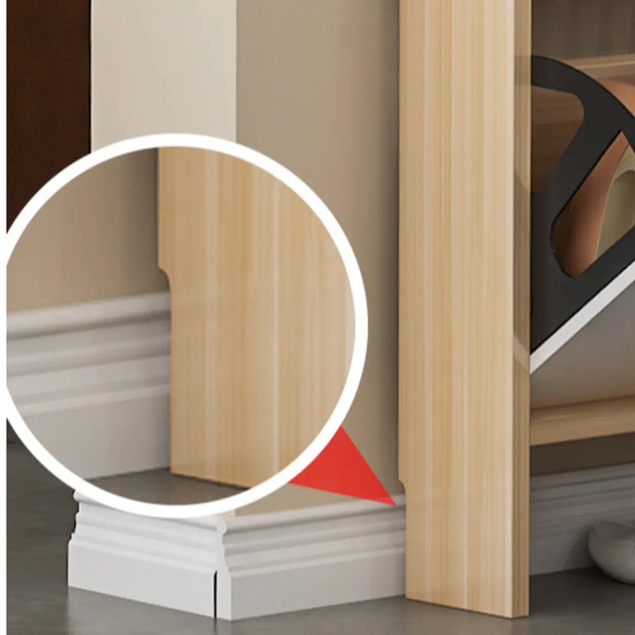 Meuble à chaussures minimaliste et efficace en bois à ouverture frontale réglable