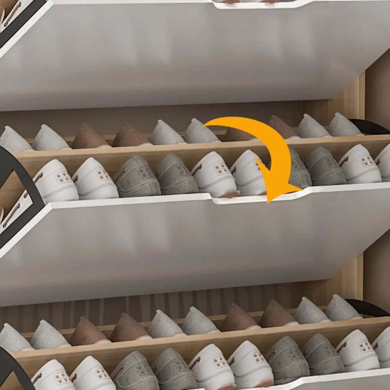 Meuble à chaussures minimaliste et efficace en bois à ouverture frontale réglable