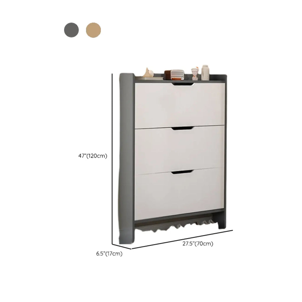 Meuble à chaussures minimaliste et efficace en bois à ouverture frontale réglable