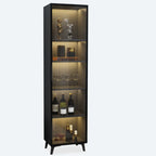 Étagère métallique moderne au sol avec portes vitrées, vitrine